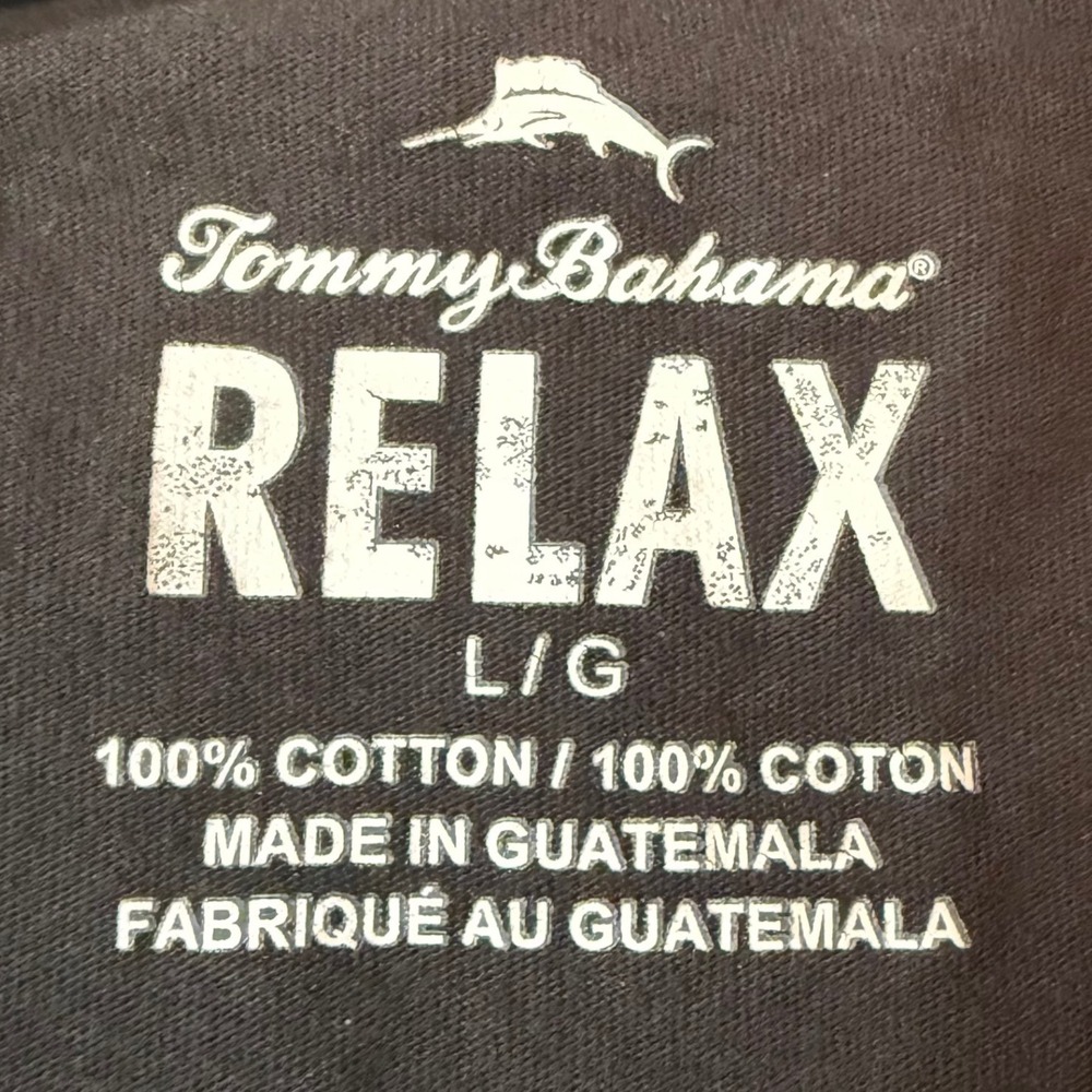 Tommy Bahama Long Sleeve Graphic T-Shirt Large Black Cotton Football Weekend Tee - Picture 8 of 8